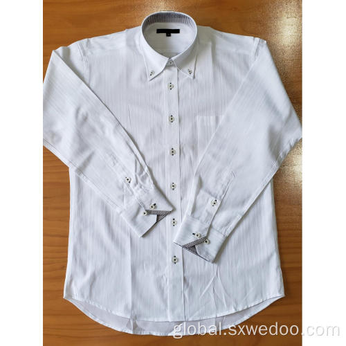 China Men's White Jacquard Shirts Long-sleeved Manufactory